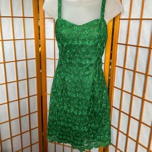 Eye-catching vibrant Kelly-Green 90’s mini dress